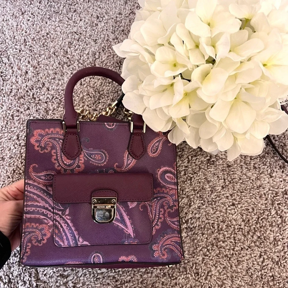 Michael Kors Plum Paisley Bridgette Crossbody Bag